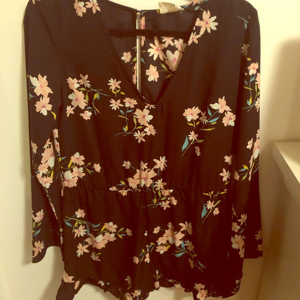 Black floral romper